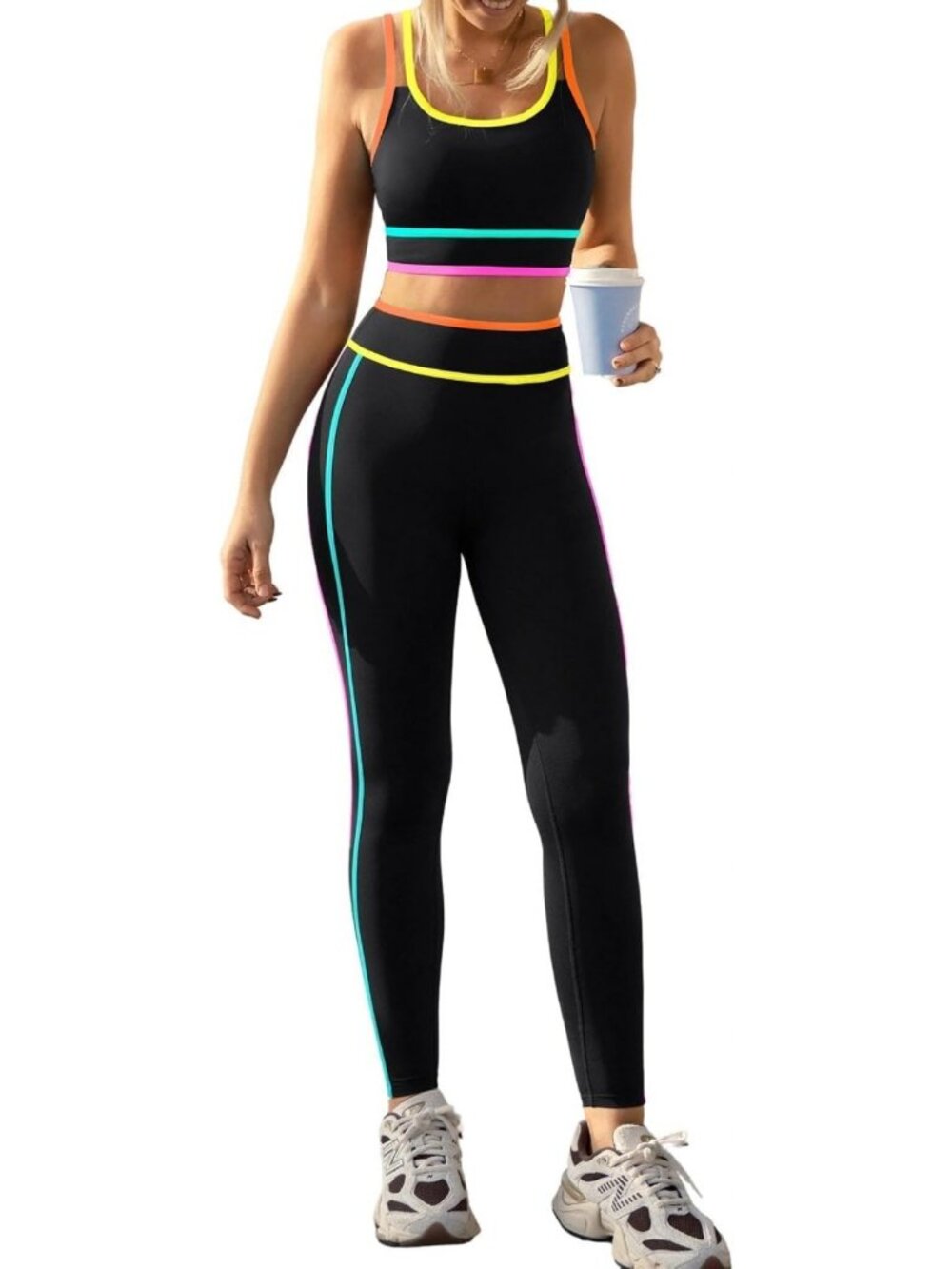 Stylish Women's Workout Set: High Waisted Leggings & Sports Bra for Pilates